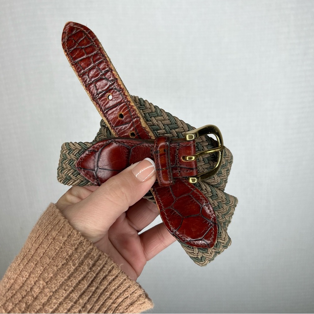 Crookhorn | Red and Tan Woven Leather Belt‎ Stretch 46